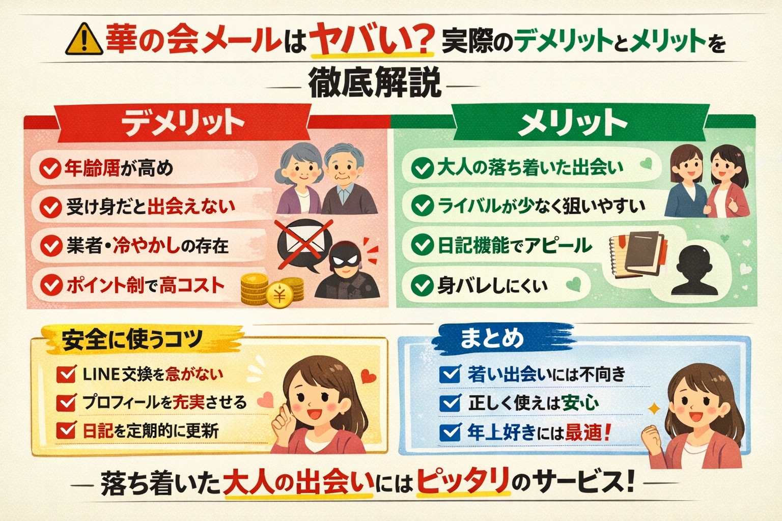 ⚠華の会メールはヤバい?実際のデメリットとメリットを徹底解説